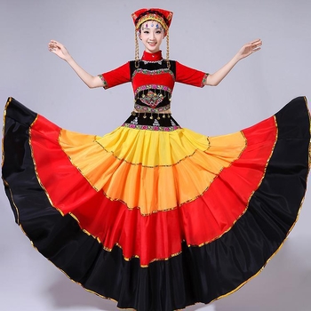Yi Dance Big Swing Skirt - Chenille Spandex, unisex folklorni plesni kostim, proljeće 2025