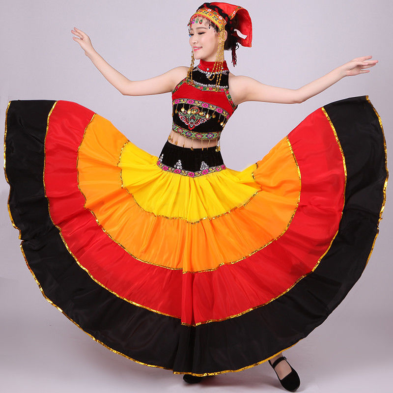 Yi Dance Big Swing Skirt - Chenille Spandex, unisex folklorni plesni kostim, proljeće 2025