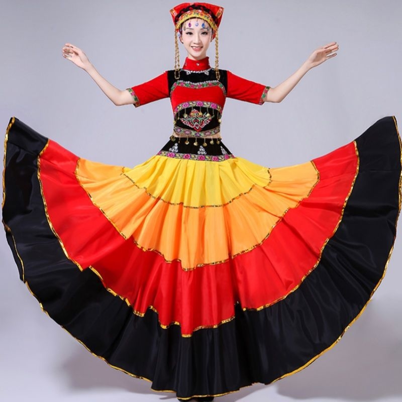 Yi Dance Big Swing Skirt - Chenille Spandex, unisex folklorni plesni kostim, proljeće 2025