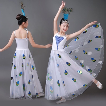 Costum de dans popular pentru fete, fustă evazată, material poliester cu elastan, primăvara 2025, pentru copii sub 17 ani