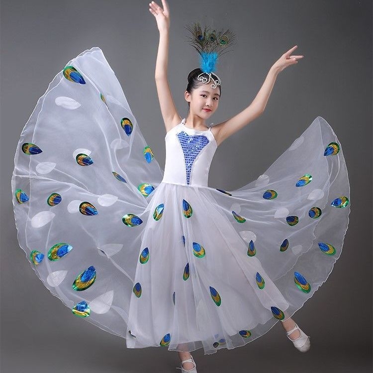 Costum de dans popular pentru fete, fustă evazată, material poliester cu elastan, primăvara 2025, pentru copii sub 17 ani