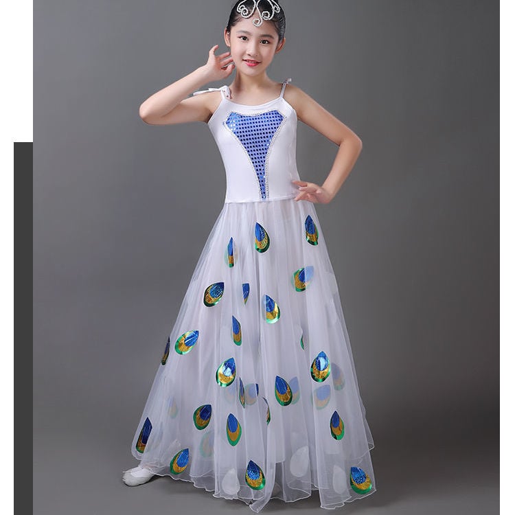 Costum de dans popular pentru fete, fustă evazată, material poliester cu elastan, primăvara 2025, pentru copii sub 17 ani