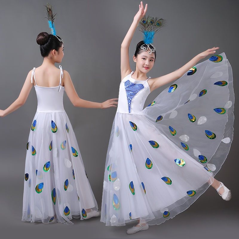 Costum de dans popular pentru fete, fustă evazată, material poliester cu elastan, primăvara 2025, pentru copii sub 17 ani