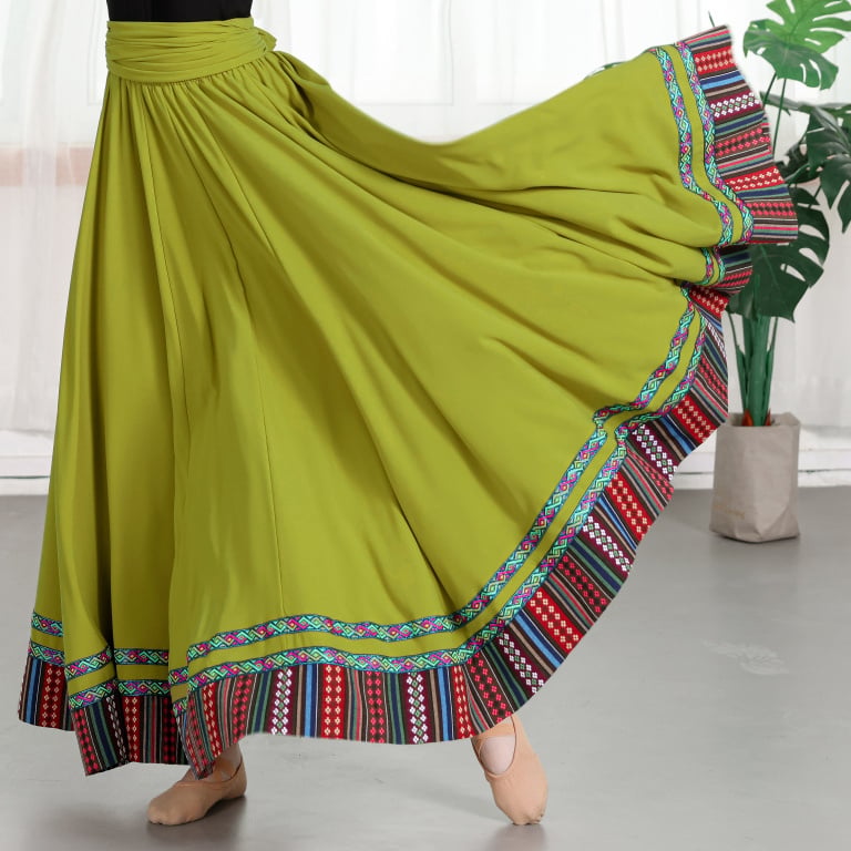 Tibetanski narodni plesni kostim, unisex, široka suknja za trening i square dance