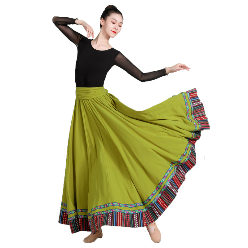 Tibetanski narodni plesni kostim, unisex, široka suknja za trening i square dance