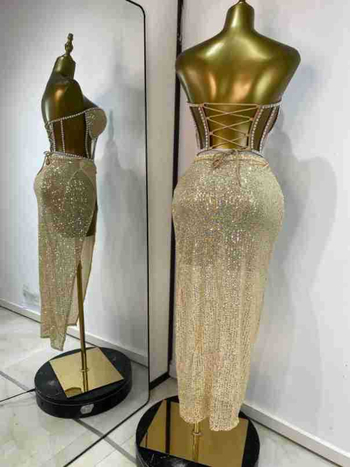 SWATO Primăvara 2024 Set de performanță tricotat cu paiete pentru bar și club – Stil street hipster, Top scurt, Hotfix cristale, Poliester 80-90%, Spandex <30%