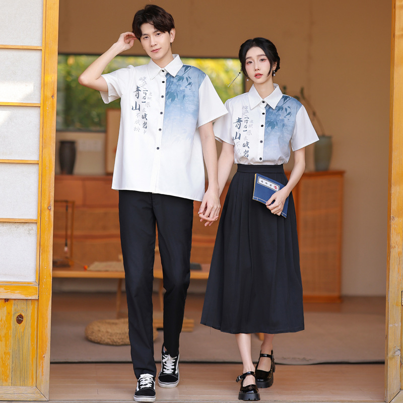 Set uniformă școlară — stil vară colegiu pentru competiții sportive, cor și recitare; primăvară 2025, țesătură poliester, peste 95% poliester, imprimare, fără guler