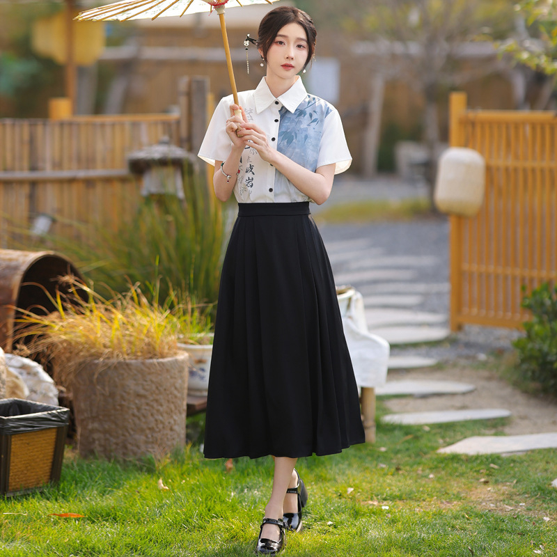 Set uniformă școlară — stil vară colegiu pentru competiții sportive, cor și recitare; primăvară 2025, țesătură poliester, peste 95% poliester, imprimare, fără guler