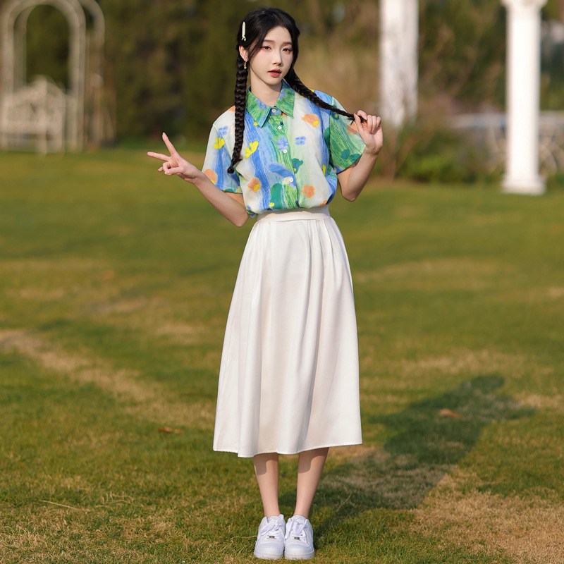 Set uniformă școlară — stil vară colegiu pentru competiții sportive, cor și recitare; primăvară 2025, țesătură poliester, peste 95% poliester, imprimare, fără guler