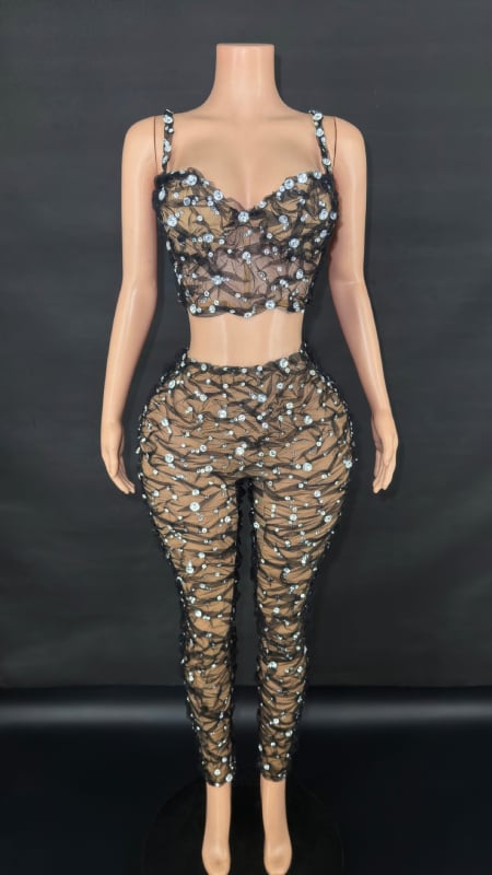 Costum pantaloni cu suspensii, cu mărgele și cristale, plisat, pentru spectacole pe scenă, stil western street, vară 2025