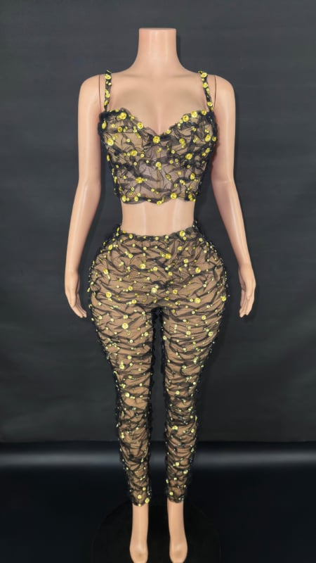 Costum pantaloni cu suspensii, cu mărgele și cristale, plisat, pentru spectacole pe scenă, stil western street, vară 2025