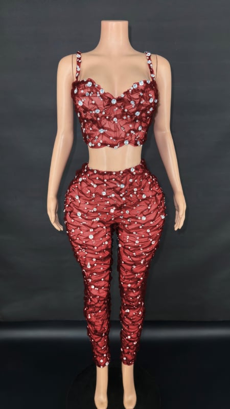 Costum pantaloni cu suspensii, cu mărgele și cristale, plisat, pentru spectacole pe scenă, stil western street, vară 2025