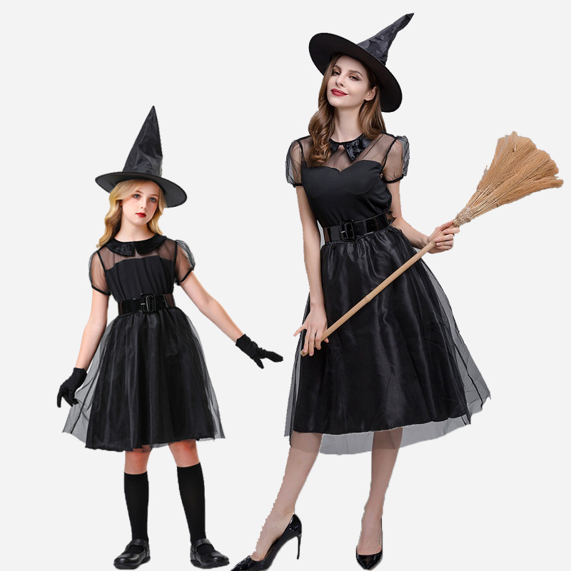 Costum de Halloween pentru adulți și copii - cu personaj de vrăjitoare, brand Yuemei Kaishi, material poliester, conținut poliester 80-90%, pentru vârsta 18-24 ani