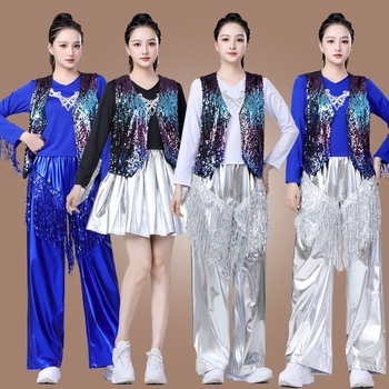 Îmbrăcăminte de dans jazz pentru reprezentații, paiete, poliester, unisex, dansuri populare, primăvara 2025