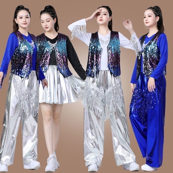 Îmbrăcăminte de dans jazz pentru reprezentații, paiete, poliester, unisex, dansuri populare, primăvara 2025