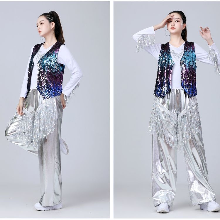 Îmbrăcăminte de dans jazz pentru reprezentații, paiete, poliester, unisex, dansuri populare, primăvara 2025