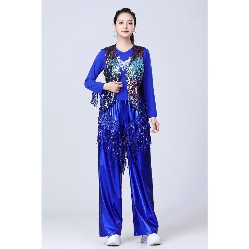 Îmbrăcăminte de dans jazz pentru reprezentații, paiete, poliester, unisex, dansuri populare, primăvara 2025