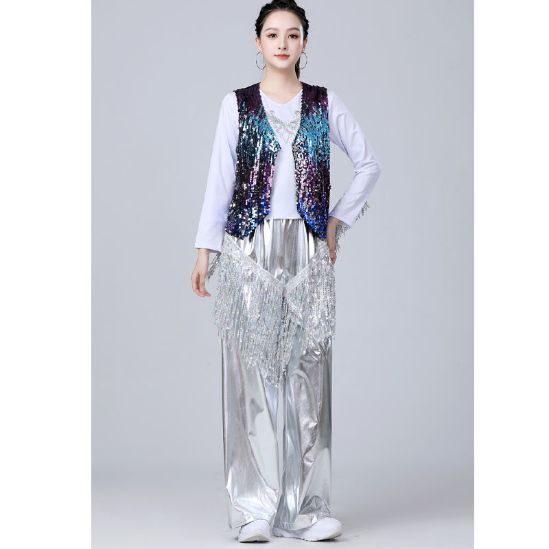 Îmbrăcăminte de dans jazz pentru reprezentații, paiete, poliester, unisex, dansuri populare, primăvara 2025