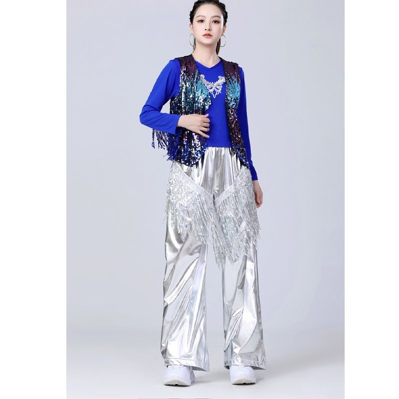 Îmbrăcăminte de dans jazz pentru reprezentații, paiete, poliester, unisex, dansuri populare, primăvara 2025