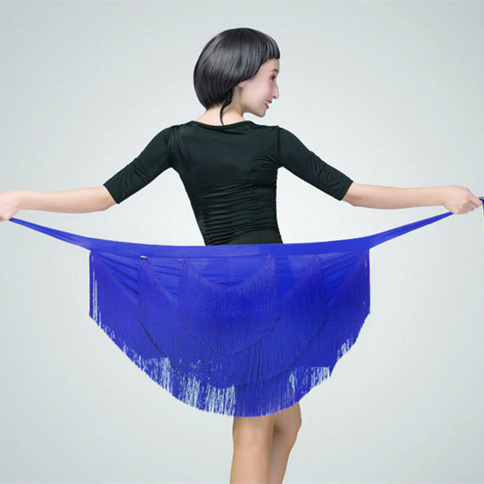 Fustă de dans Latin cu șorț și ciucuri, pentru femei adulte, material Milk Silk, 85% elastan, potrivită pentru spectacole de dans Latin, anotimpuri: vară, iarnă, primăvară, toamnă