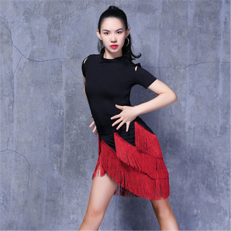 Fustă de dans Latin cu șorț și ciucuri, pentru femei adulte, material Milk Silk, 85% elastan, potrivită pentru spectacole de dans Latin, anotimpuri: vară, iarnă, primăvară, toamnă