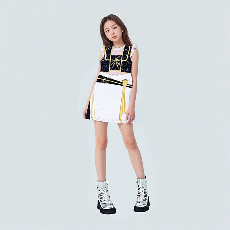 K-Pop Hunter cosplay kostiumas, trumpas sijonas, poliesteris, vasara 2025, žaidimų ir anime vaidmenų vaidinimui