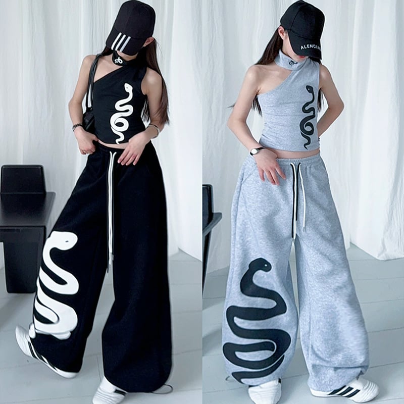 Детски двукомпонентен комплект за момичета: безръкав горнище и панталони, летен корейски стил, памук-смесена тъкан с мека обработка