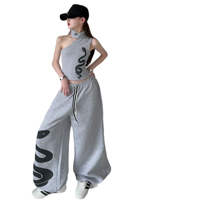 Детски двукомпонентен комплект за момичета: безръкав горнище и панталони, летен корейски стил, памук-смесена тъкан с мека обработка