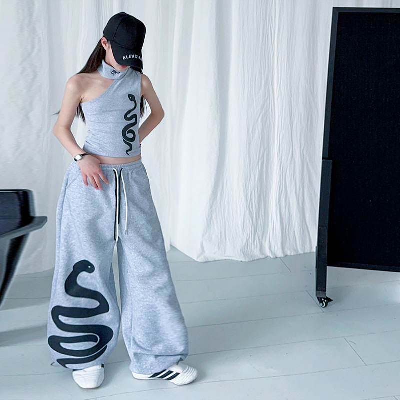 Детски двукомпонентен комплект за момичета: безръкав горнище и панталони, летен корейски стил, памук-смесена тъкан с мека обработка