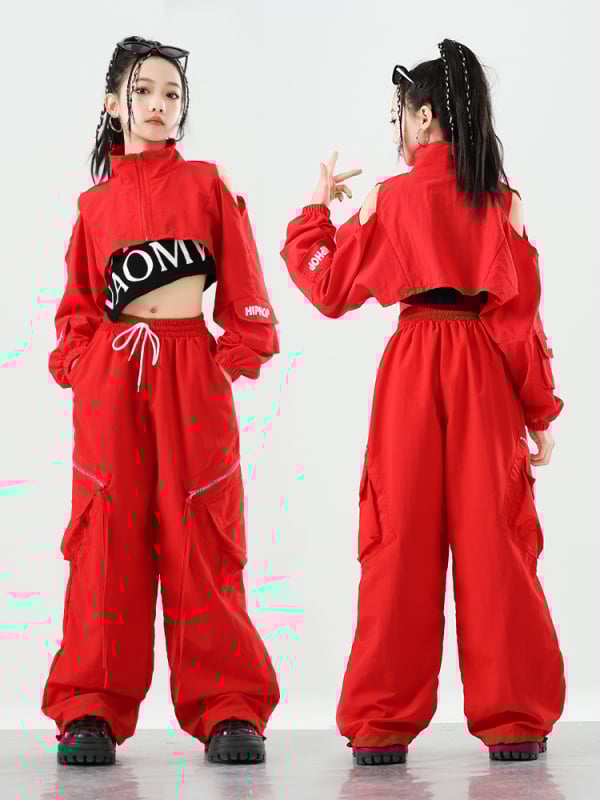 Costum de dans jazz pentru copii – stil stradal, țesătură din fibre de acetat cu tratament moale, fibră principală acetat, sezon vară 2025