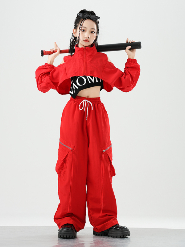 Costum de dans jazz pentru copii – stil stradal, țesătură din fibre de acetat cu tratament moale, fibră principală acetat, sezon vară 2025