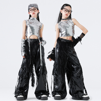 Set de costum hip-hop pentru dans pentru fete – stil Jazz Dance, 100% poliester, Primăvara 2025, vârsta 3–8 ani