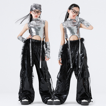 Set de costum hip-hop pentru dans pentru fete – stil Jazz Dance, 100% poliester, Primăvara 2025, vârsta 3–8 ani