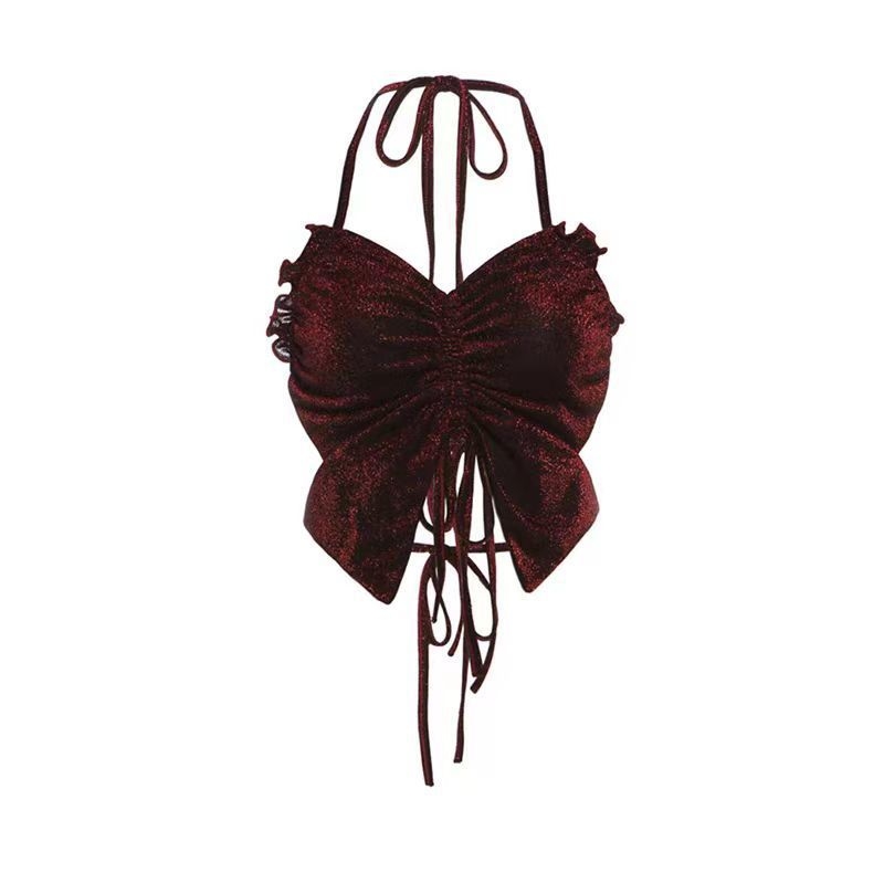 Bepečių moteriškas šokių topas, trumpas ilgis, poliesteris, mikroelastinis, gaivaus ir saldaus stiliaus