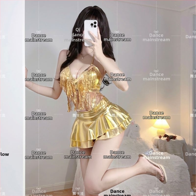 Costum Go-Go pentru femei, ținută sexy pentru reprezentația de dans în grup, set fashion pentru dans jazz cu DJ Lead (Brand: Alt; Țesătură: Altă; Confecționare: Altă; An/Sezon: Alt)