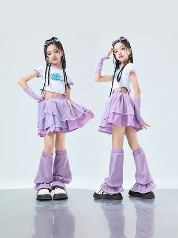 Detský kostým pre jazzový tanec s hip-hop štýlom na letné vystúpenie – polyestrový materiál, vhodný pre deti nad 8 rokov (výška nad 140 cm), hip-hop tanec