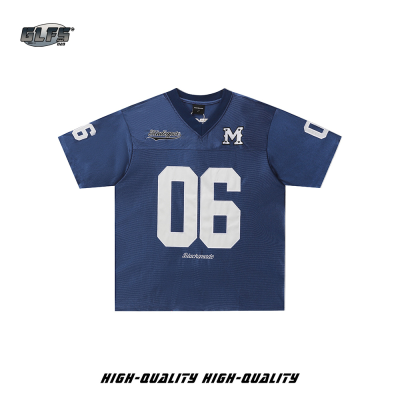 Tricou bărbătesc cu broderie patch și imprimă litere, guler rotund, mâneci scurte, material amestec poliester, stil japonez retro