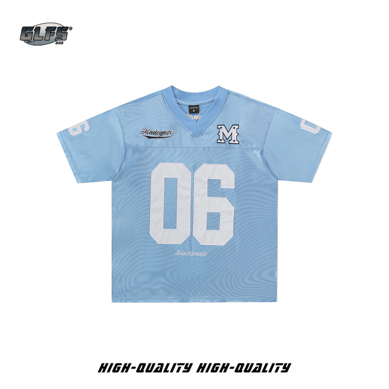 Tricou bărbătesc cu broderie patch și imprimă litere, guler rotund, mâneci scurte, material amestec poliester, stil japonez retro