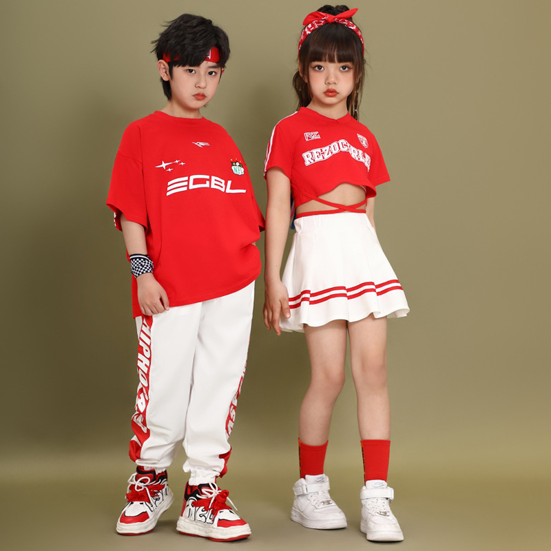 Costum de dans hip-hop pentru copii – stil coreean; 70% bumbac; pentru copii peste 8 ani; unisex