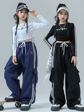 Costum de dans Jazz pentru copii – ținută de scenă pentru fete, fibră de acetat, tratament moale, stil hip-hop, Toamnă 2024