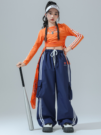 Costum de dans Jazz pentru copii – ținută de scenă pentru fete, fibră de acetat, tratament moale, stil hip-hop, Toamnă 2024