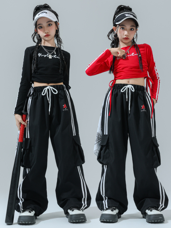 Costum de dans Jazz pentru copii – ținută de scenă pentru fete, fibră de acetat, tratament moale, stil hip-hop, Toamnă 2024