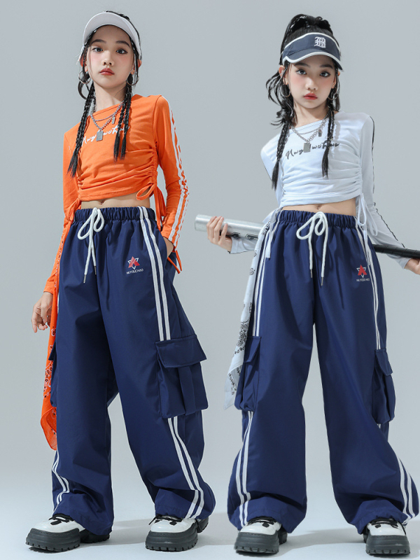 Costum de dans Jazz pentru copii – ținută de scenă pentru fete, fibră de acetat, tratament moale, stil hip-hop, Toamnă 2024