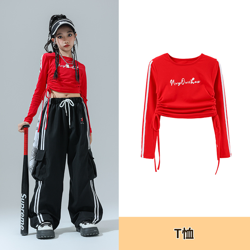 Costum de dans Jazz pentru copii – ținută de scenă pentru fete, fibră de acetat, tratament moale, stil hip-hop, Toamnă 2024