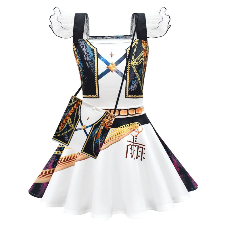 Rochie de balet pentru fete, costum cosplay cu bretele și fustă în linie A, model Cartoon — țesătură exterioară poliester, fibră de acetat 65%, căptușeală poliester 60%, pentru copii 3–8 ani, vară 2025