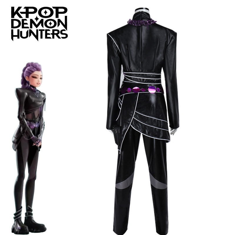 Cosplay kostīms: iedvesmots no K-Pop Hunter Girl Group — Rumi Milazzo; poliesteru ar elastānu un regenerētā celulozes šķiedrām, 80-90% galvenā auduma sastāvs, pavasaris 2025