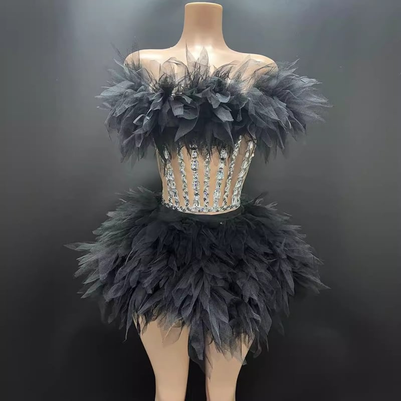 Φόρεμα πάρτι χωρίς μανίκια με φούστα τούτου, ψηλή μέση, λαιμόκοψη τύπου σωλήνα, από σπαντέξ, άνοιξη 2024