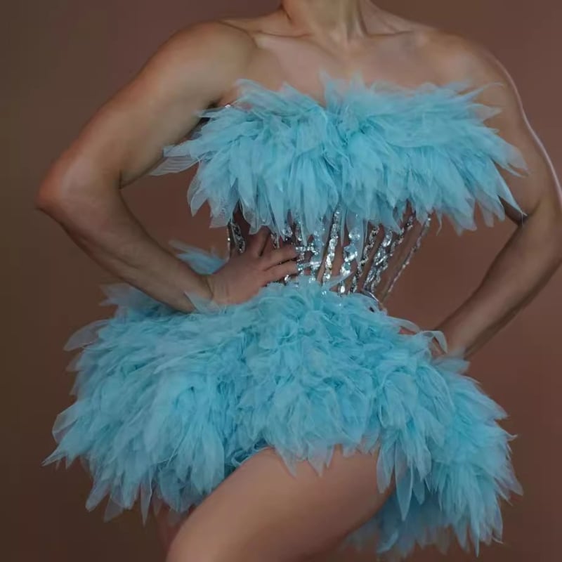 Φόρεμα πάρτι χωρίς μανίκια με φούστα τούτου, ψηλή μέση, λαιμόκοψη τύπου σωλήνα, από σπαντέξ, άνοιξη 2024