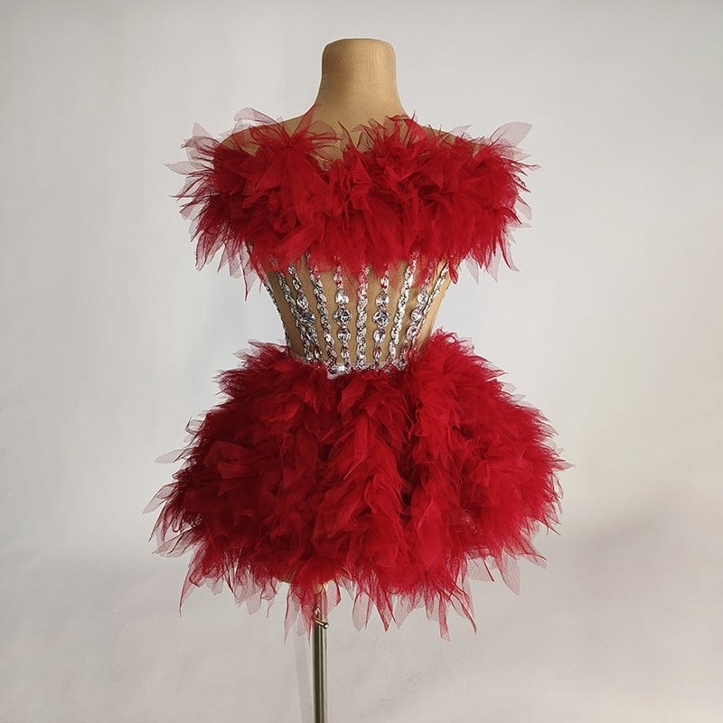 Φόρεμα πάρτι χωρίς μανίκια με φούστα τούτου, ψηλή μέση, λαιμόκοψη τύπου σωλήνα, από σπαντέξ, άνοιξη 2024