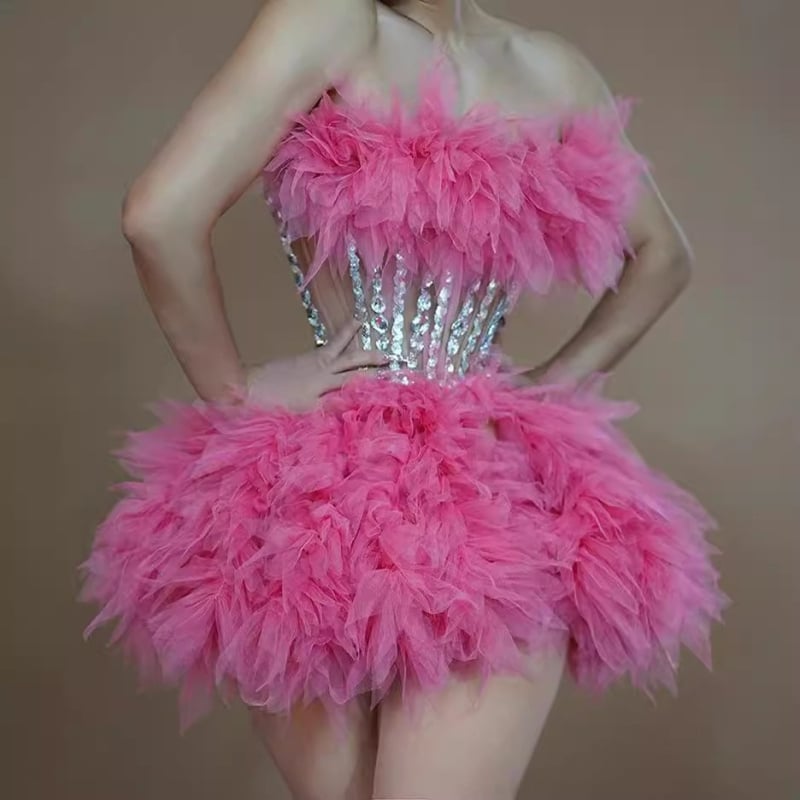 Φόρεμα πάρτι χωρίς μανίκια με φούστα τούτου, ψηλή μέση, λαιμόκοψη τύπου σωλήνα, από σπαντέξ, άνοιξη 2024